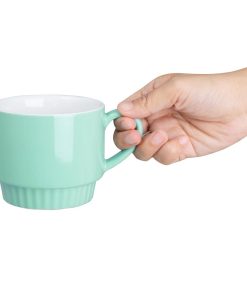 Olympia Cafe Stacking Mugs Aqua 340ml 6 Pack (JF996)