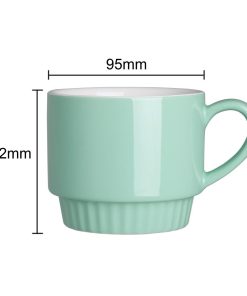 Olympia Cafe Stacking Mugs Aqua 340ml 6 Pack (JF996)
