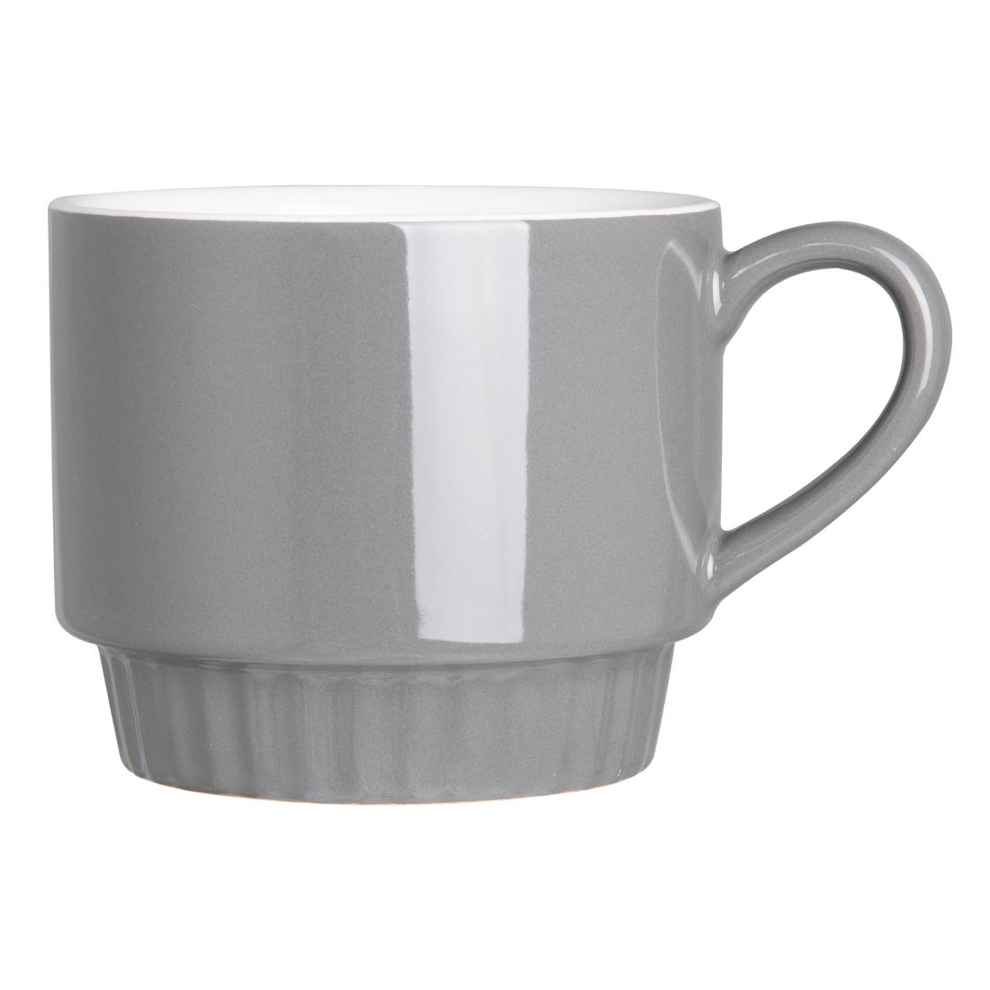 Olympia Cafe Stacking Mugs Charcoal 340ml 6 Pack (JF997)