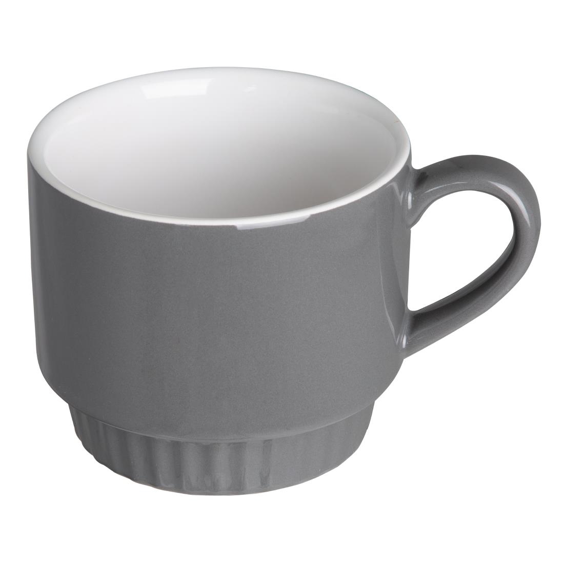 Olympia Cafe Stacking Mugs Charcoal 340ml 6 Pack (JF997)