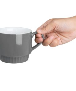 Olympia Cafe Stacking Mugs Charcoal 340ml 6 Pack (JF997)
