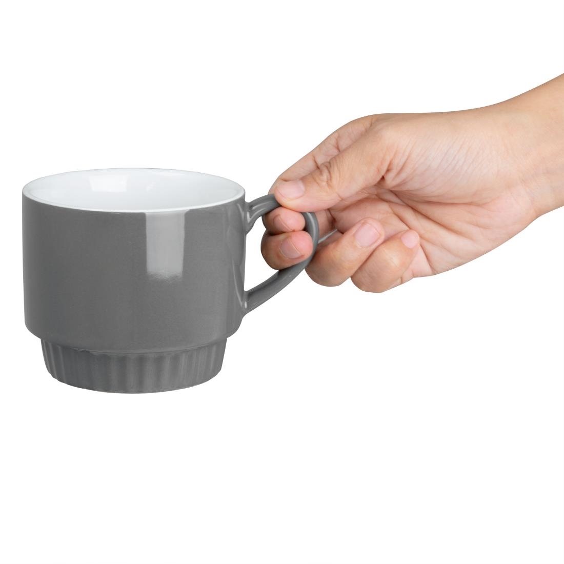 Olympia Cafe Stacking Mugs Charcoal 340ml 6 Pack (JF997)