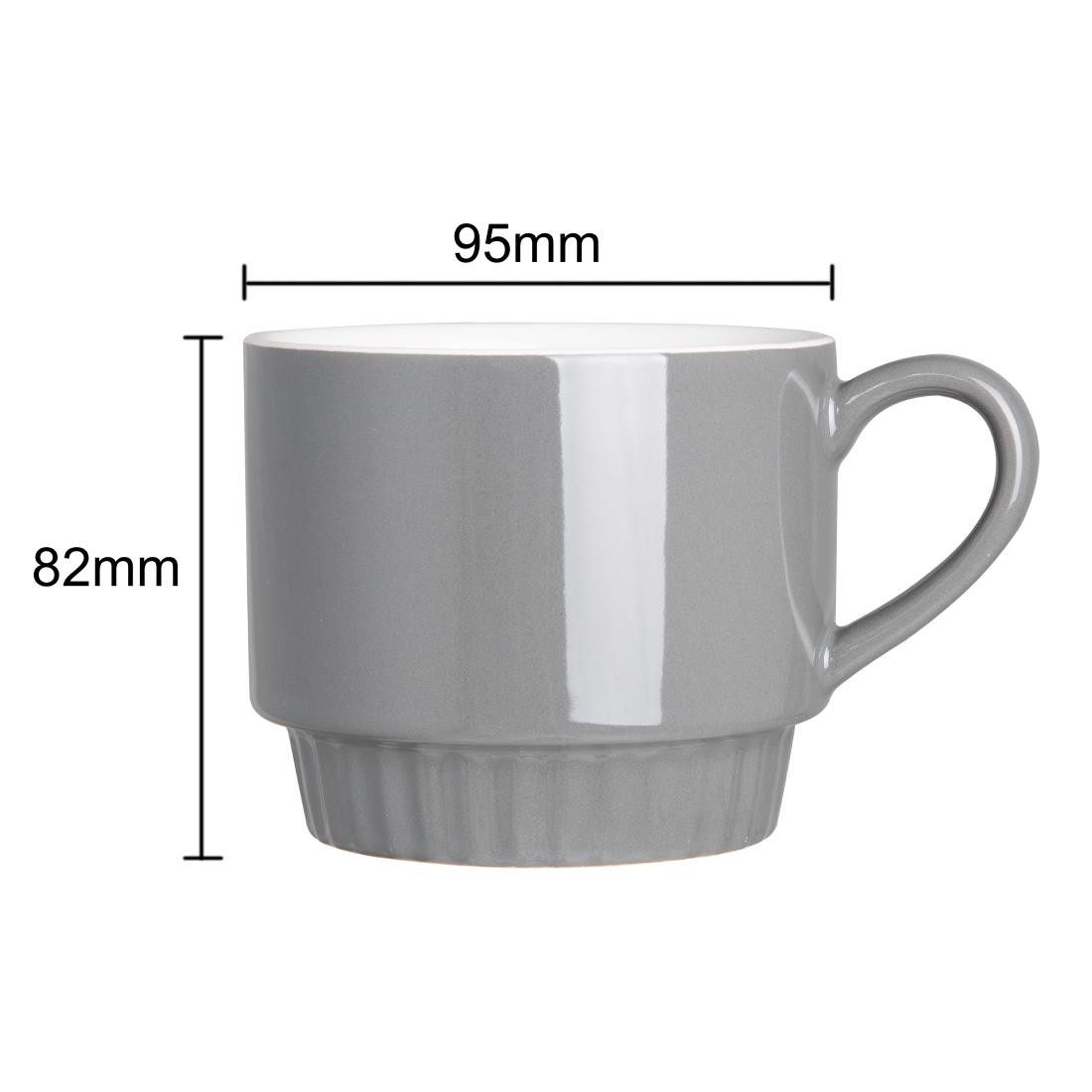Olympia Cafe Stacking Mugs Charcoal 340ml 6 Pack (JF997)