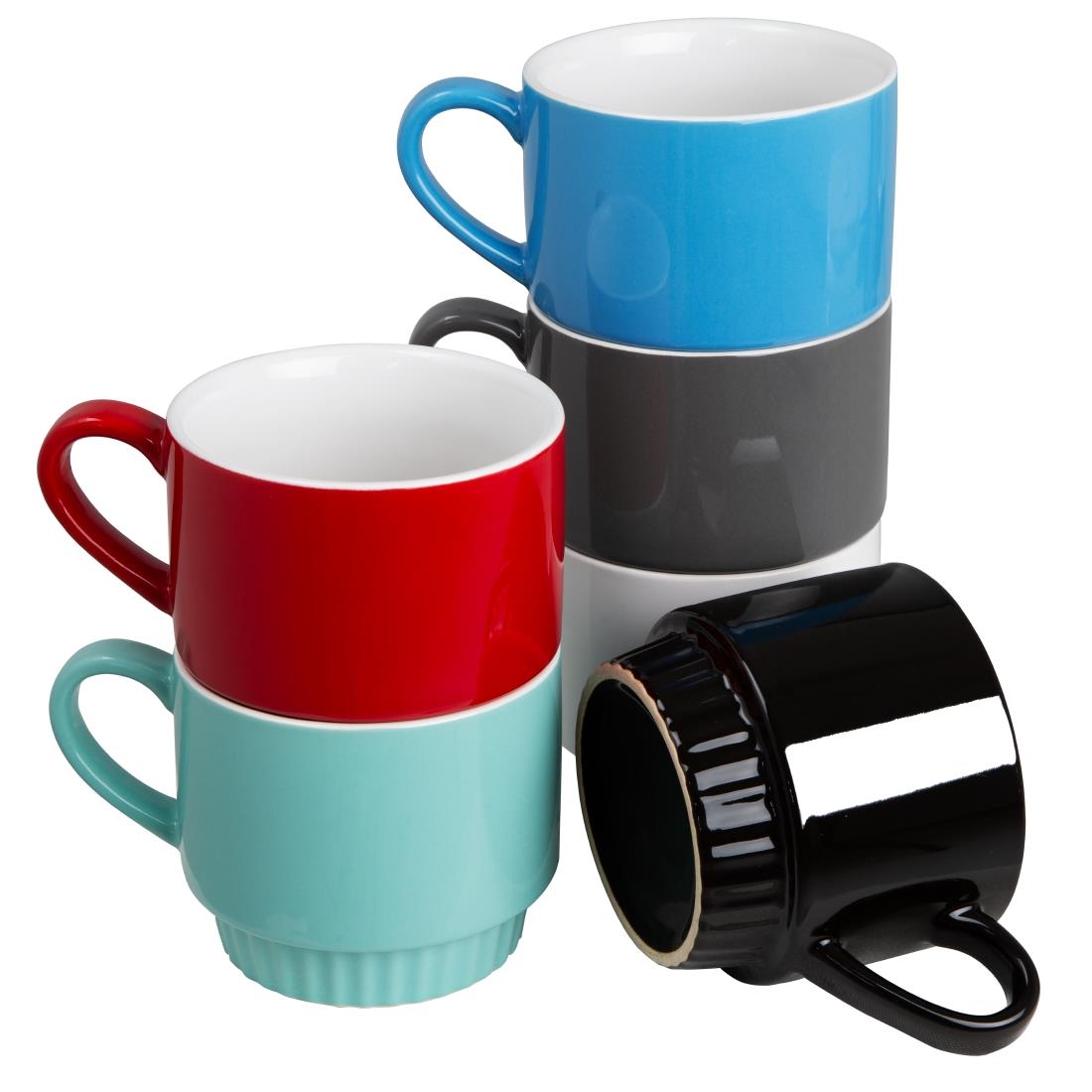 Olympia Cafe Stacking Mugs Charcoal 340ml 6 Pack (JF997)