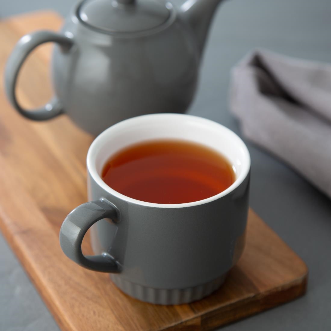 Olympia Cafe Stacking Mugs Charcoal 340ml 6 Pack (JF997)