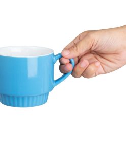 Olympia Cafe Stacking Mugs Blue 340ml 6 Pack (JF998)