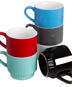 Olympia Cafe Stacking Mugs Blue 340ml 6 Pack (JF998)