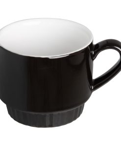 Olympia Cafe Stacking Mugs Black 340ml 6 Pack (JF999)