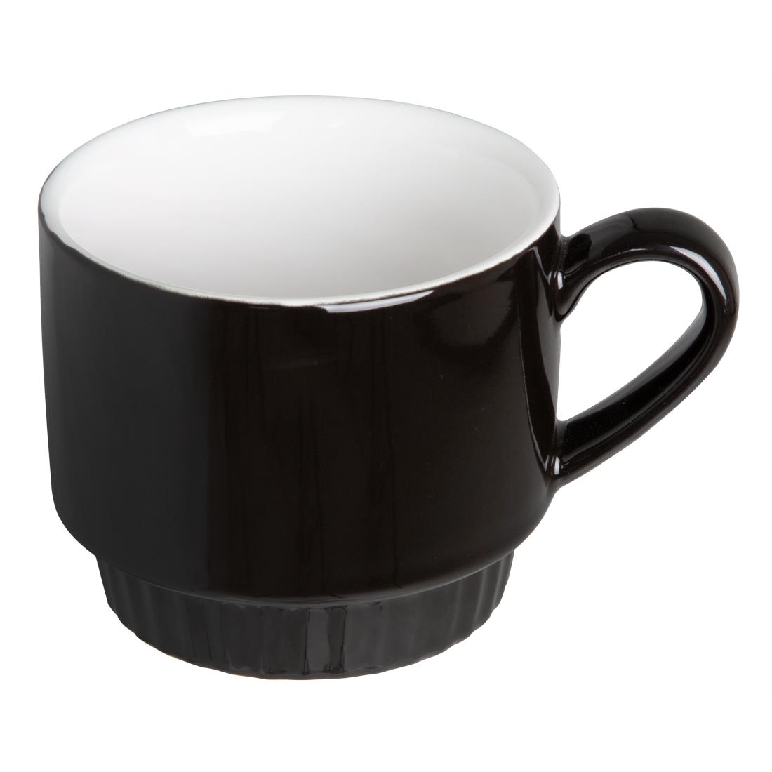 Olympia Cafe Stacking Mugs Black 340ml 6 Pack (JF999)