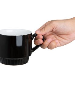 Olympia Cafe Stacking Mugs Black 340ml 6 Pack (JF999)
