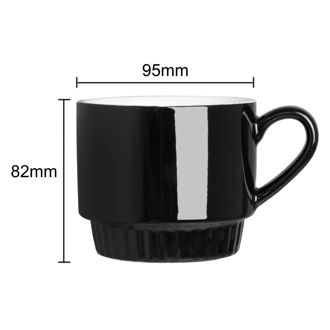 Olympia Cafe Stacking Mugs Black 340ml 6 Pack (JF999)