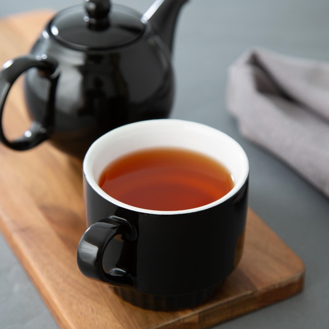 Olympia Cafe Stacking Mugs Black 340ml 6 Pack (JF999)