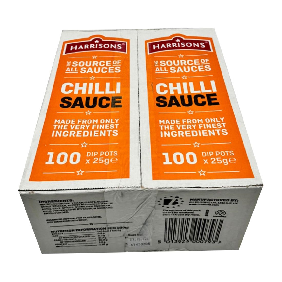 Harrisons Chilli Sauce Dip Pots 25g 100 Pack (JK443)