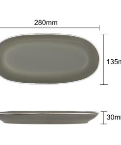 Olympia Chia Oval Plates Charcoal 280x135mm 6 Pack (JK492)
