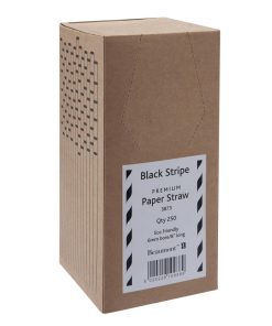 Beaumont Black and White Stripped Bore Paper Straw 8 Inch 6mm Pack 250 (3873)