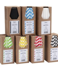 Beaumont Blue and White Striped Bore Paper Straw 8 Inch 6mm Pack 250 (3876)