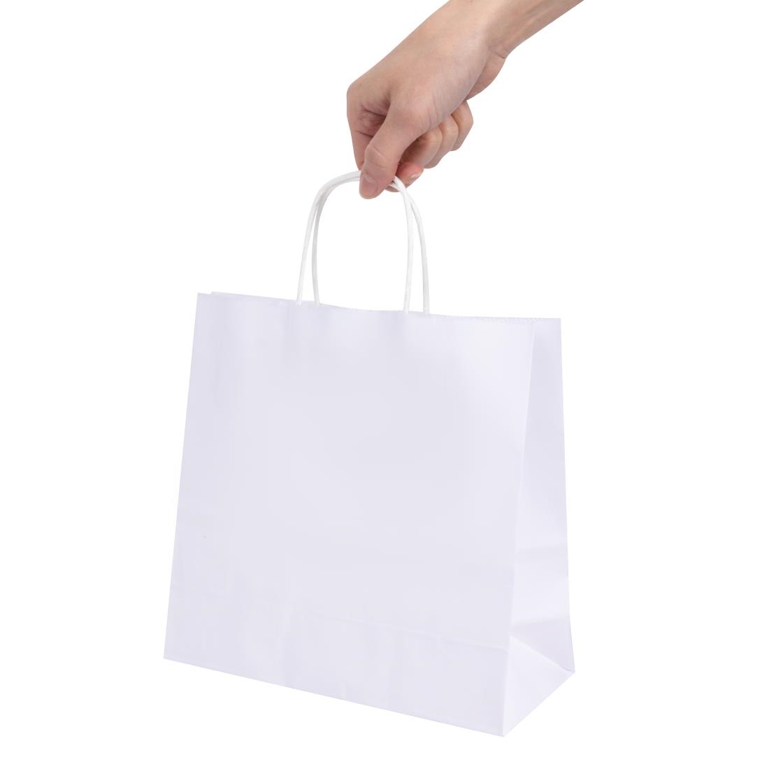 Fiesta Recyclable Twist Handle White Paper Bags Small 250 Pack (HY761)