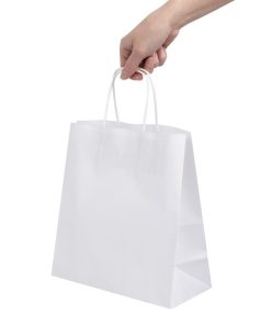 Fiesta Recyclable Twist Handle White Paper Bags Medium 250 Pack (HY763)