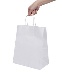 Fiesta Recyclable Twist Handle White Paper Bags Large 250 Pack (HY767)