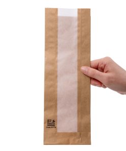 Fiesta Compostable Baguette Bags with Glassine Window 300x100mm 1000 Pack (HY775)