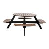 Bolero Acacia Round Picnic Table Bench Set (JE892)