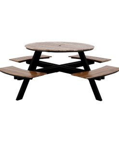 Bolero Acacia Round Picnic Table Bench Set (JE892)
