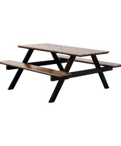 Bolero Acacia Rectangular Picnic Table Bench Set (JE893)