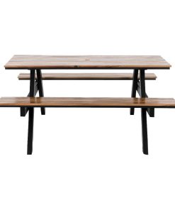 Bolero Acacia Rectangular Picnic Table Bench Set (JE893)