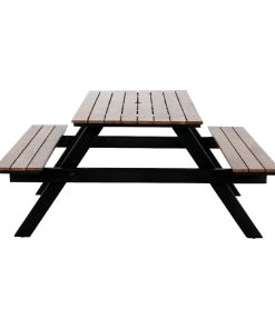 Bolero Acacia Rectangular Picnic Table Bench Set (JE893)