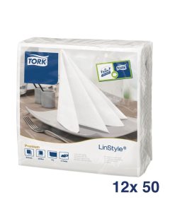 Tork LinStyle Dinner Napkins White 400x400mm 14 Pack (JM898)