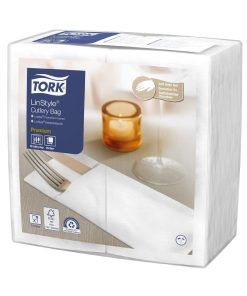 Tork LinStyle Cutlery Bag Napkins White 14 Pack (JM997)