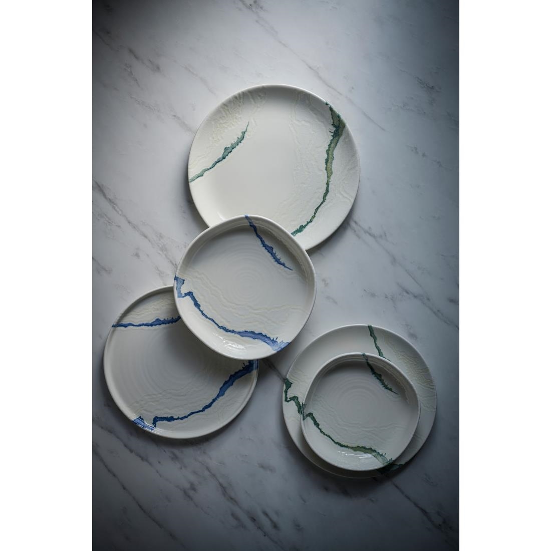 Churchill Tide Accents Walled Plates Blue 260mm 6 Pack (JN141)