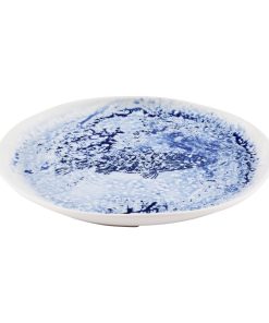 Churchill Inked Fresco Natural Footed Plates Blue 255mm 6 Pack (JN157)