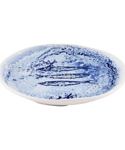 Churchill Inked Fresco Natural Footed Plates Blue 215mm 6 Pack (JN158)