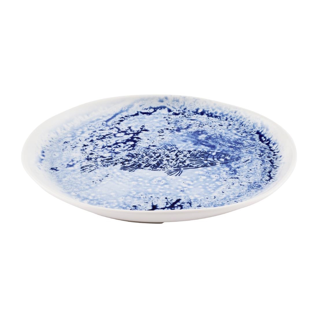 Churchill Inked Fresco Natural Footed Plates Blue 165mm 6 Pack (JN159)