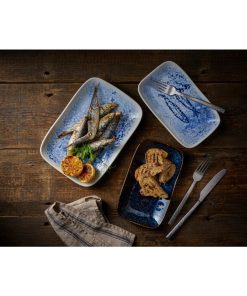 Churchill Inked Fresco Natural Deep Trays Blue 260x150mm 6 Pack (JN161)