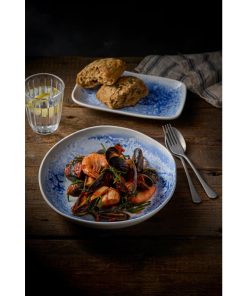 Churchill Inked Fresco Natural Walled Bowls Blue 250mm 6 Pack (JN163)