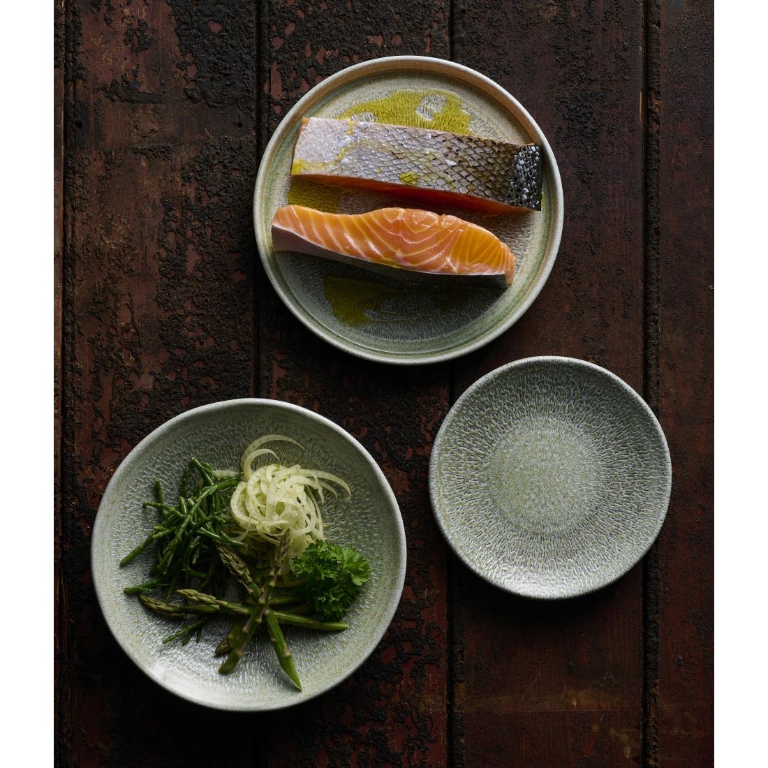 Dudson Harvest Grain Speckled Green Round Walled Plate 210mm6 Pack (DX866)