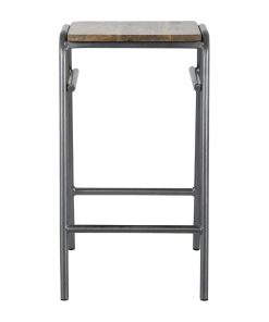 Bolero Cantina Compact Bar Stools with Mango Wood Seat Pad Gunmetal 4 Pack (HZ824)