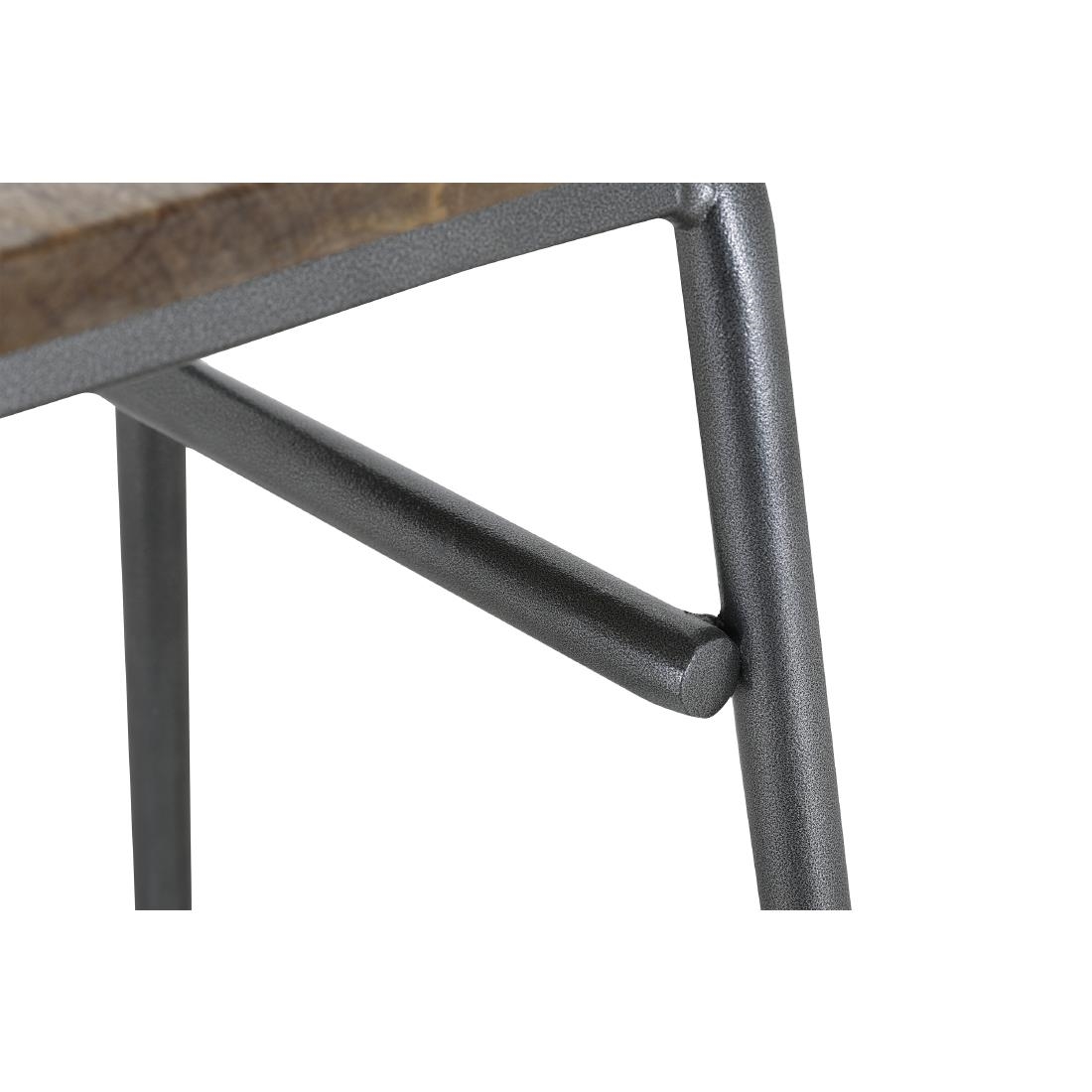 Bolero Cantina Compact Bar Stools with Mango Wood Seat Pad Gunmetal 4 Pack (HZ824)
