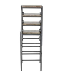 Bolero Cantina Compact Bar Stools with Mango Wood Seat Pad Gunmetal 4 Pack (HZ824)