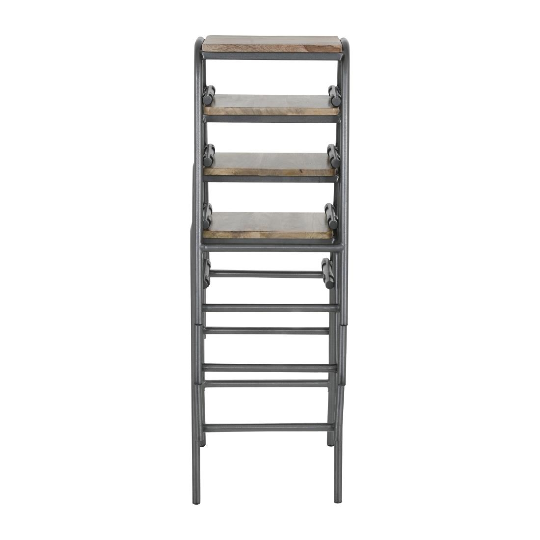 Bolero Cantina Compact Bar Stools with Mango Wood Seat Pad Gunmetal 4 Pack (HZ824)