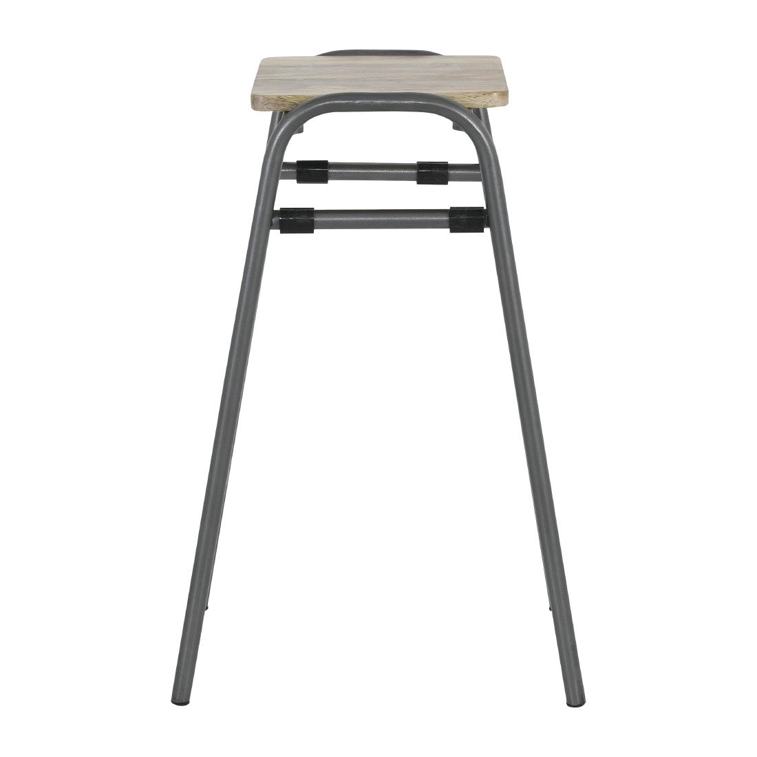 Bolero Cantina Compact Bar Stools with Mango Wood Seat Pad Gunmetal 4 Pack (HZ824)