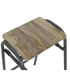 Bolero Cantina Compact Bar Stools with Mango Wood Seat Pad Gunmetal 4 Pack (HZ824)