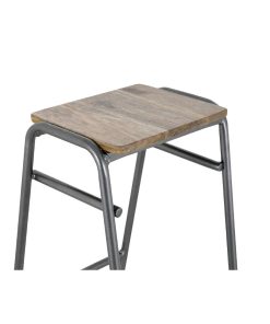 Bolero Cantina Compact Bar Stools with Mango Wood Seat Pad Gunmetal 4 Pack (HZ824)