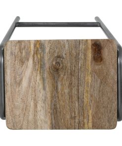 Bolero Cantina Compact Bar Stools with Mango Wood Seat Pad Gunmetal 4 Pack (HZ824)