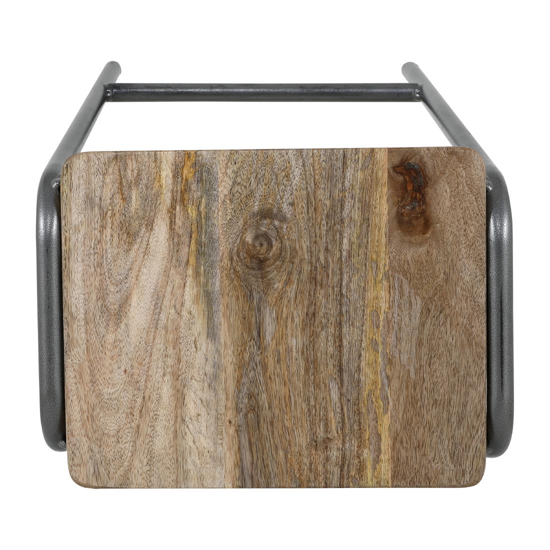 Bolero Cantina Compact Bar Stools with Mango Wood Seat Pad Gunmetal 4 Pack (HZ824)