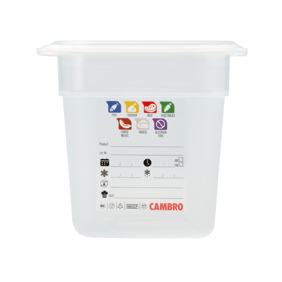 Cambro Safetrak IML Polypropylene Food Storage Container 1-4 GN 150mm (JN514)