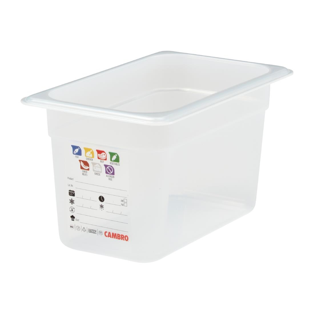Cambro Safetrak IML Polypropylene Food Storage Container 1-4 GN 150mm (JN514)