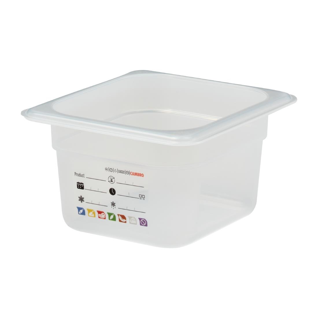 Cambro Safetrak IML Polypropylene Food Storage Container 1-6 GN 100mm (JN516)